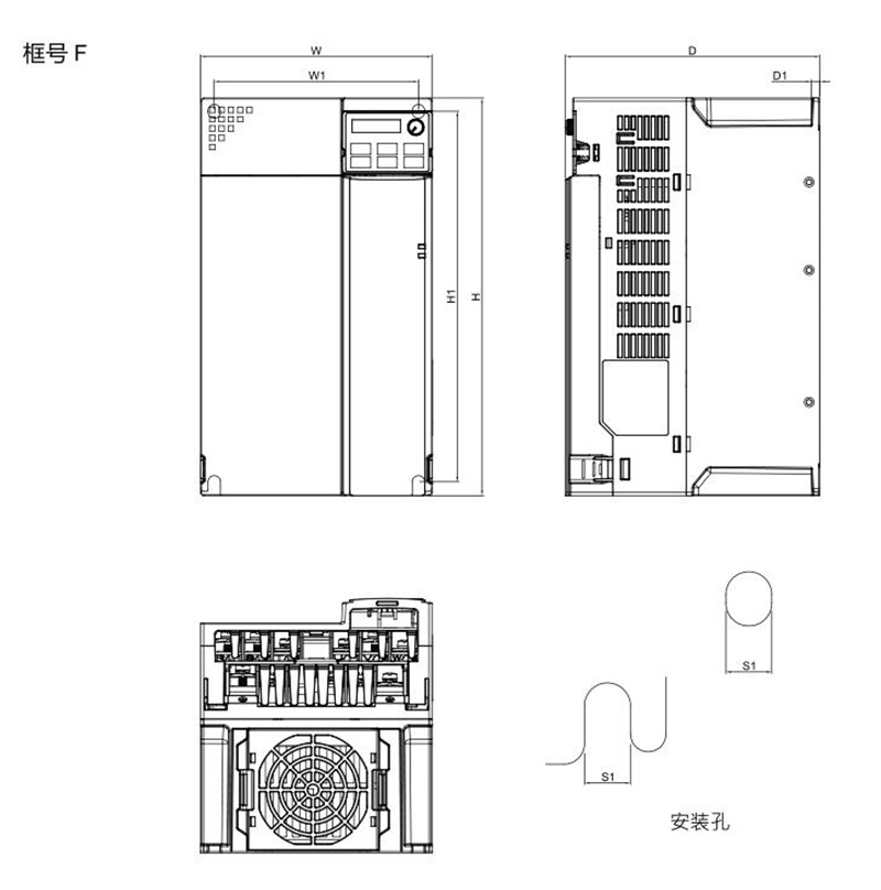 臺達(dá)變頻器 VFD45AMS43ANSAA 的安裝尺寸